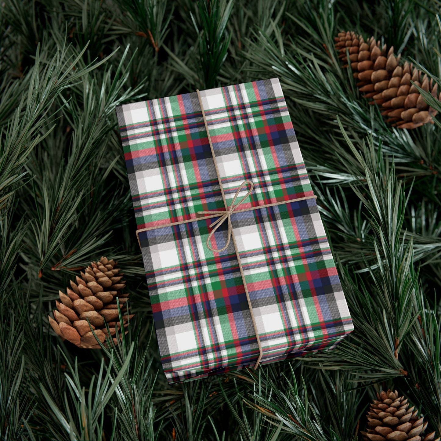 Christmas White & Black Chicago IL Plaid Gift Wrapping Paper Roll