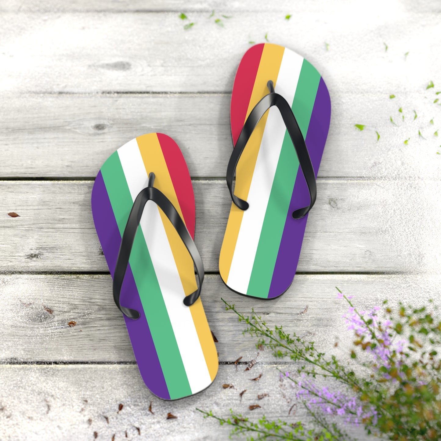 XL Black sole Neurodivergent Pride Flip Flops