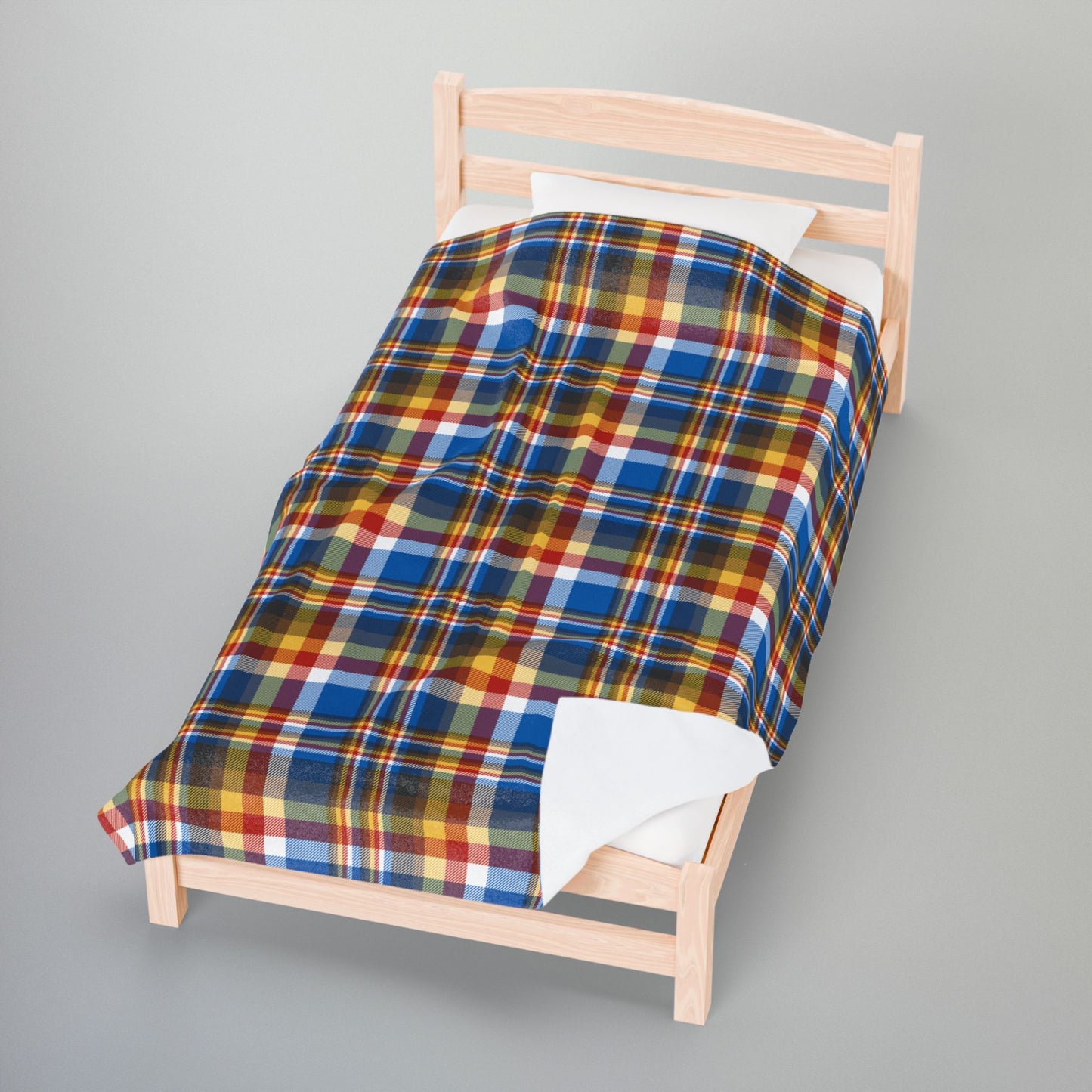 Brown, Red & Blue Sandusky OH Plaid Velveteen Plush Blanket