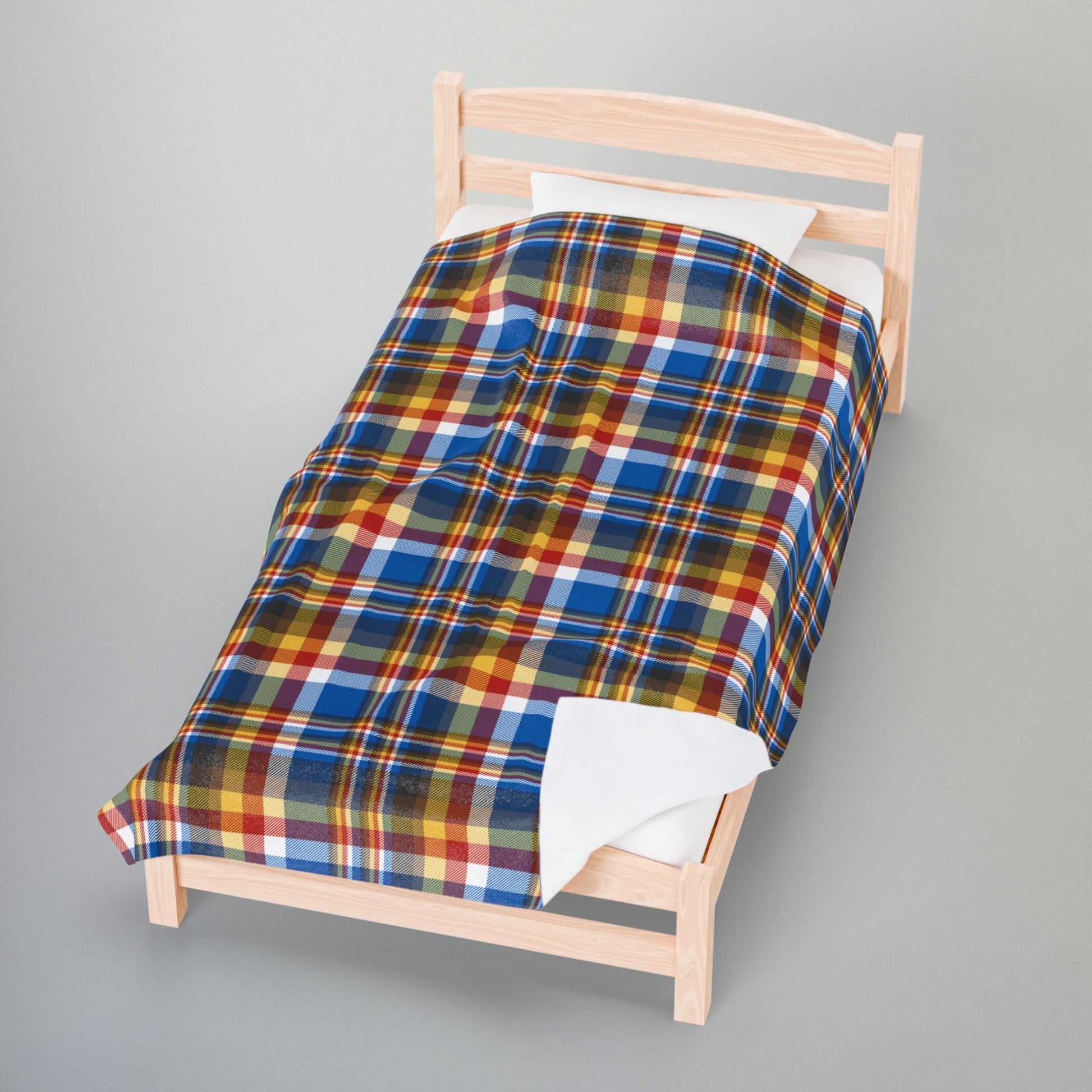 Brown, Red & Blue Sandusky OH Plaid Velveteen Plush Blanket