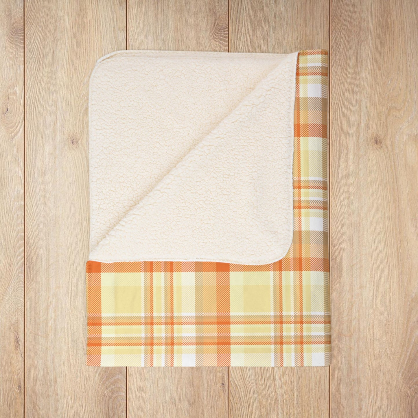 Summer Orange Plaid Fleece Sherpa Blanket