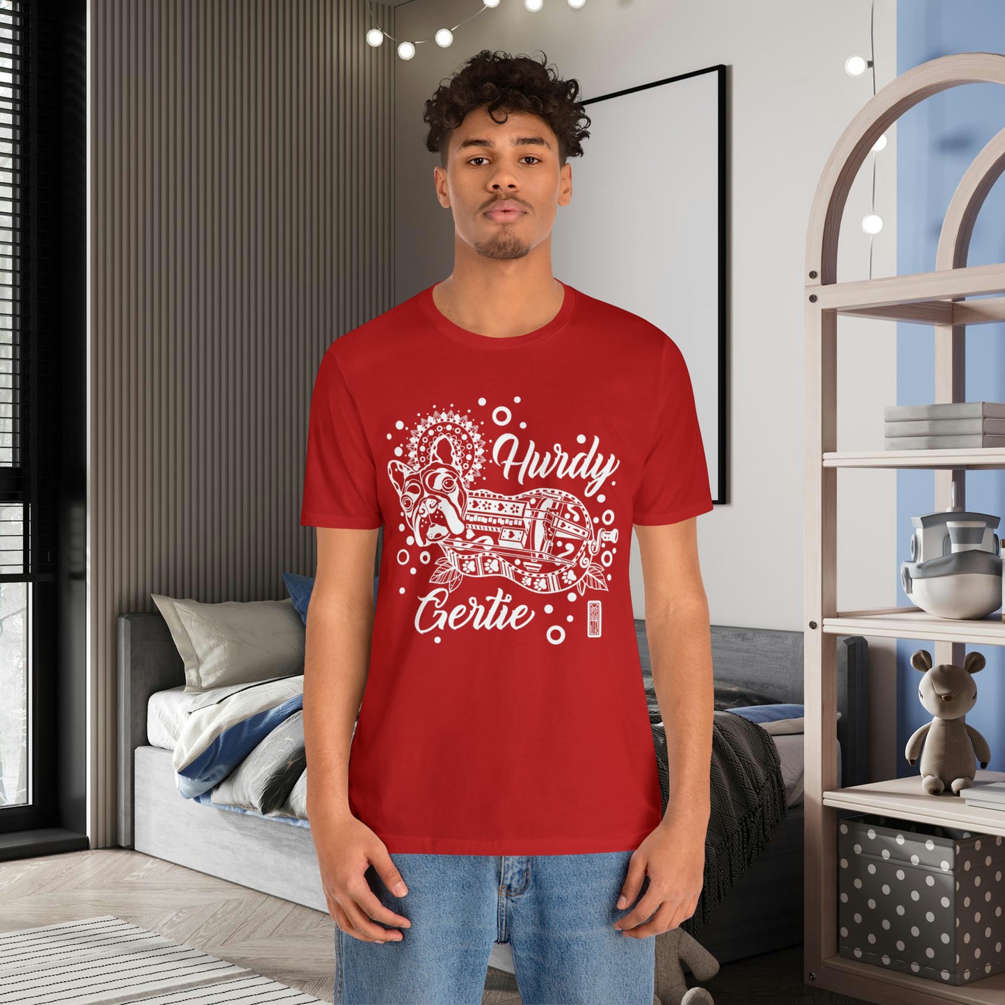 Hurdy Gertie Tee, Chemise Frenchton Dog Line Art