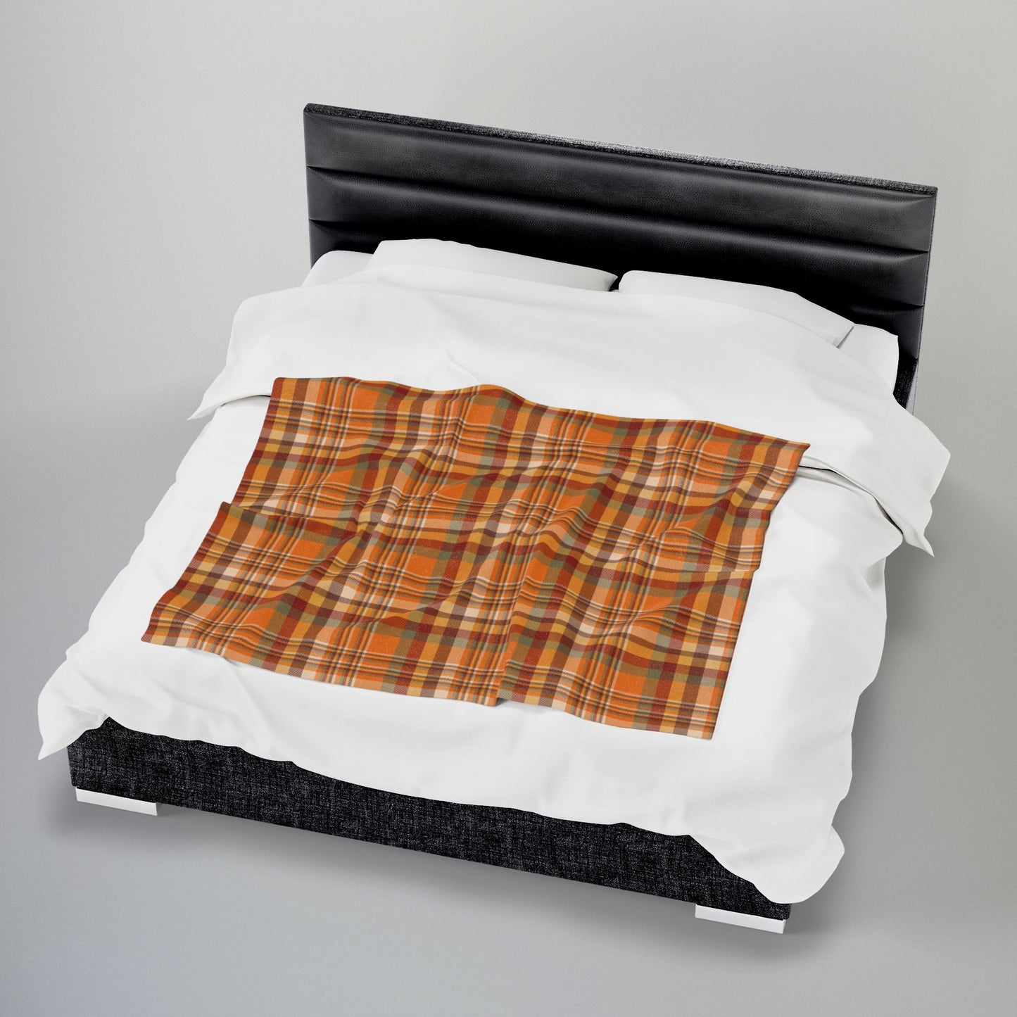 Autumn Orange Plaid Velveteen Plush Blanket