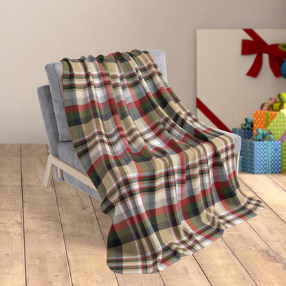 50" × 60" Christmas Black & Gold New Orleans LA Plaid Fleece Sherpa Blanket