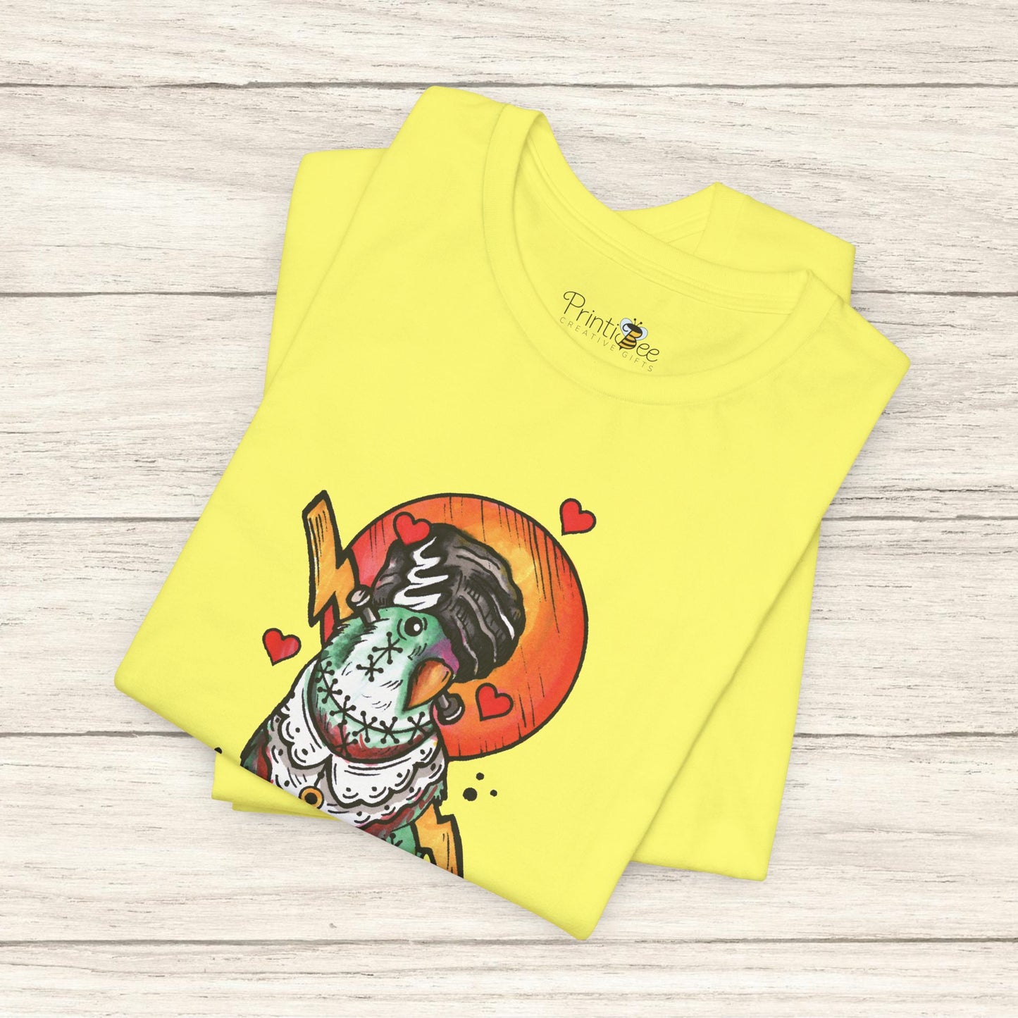 Bride of Frankenstein Lovebird, Hand-Drawn & Hand-Colored Tee