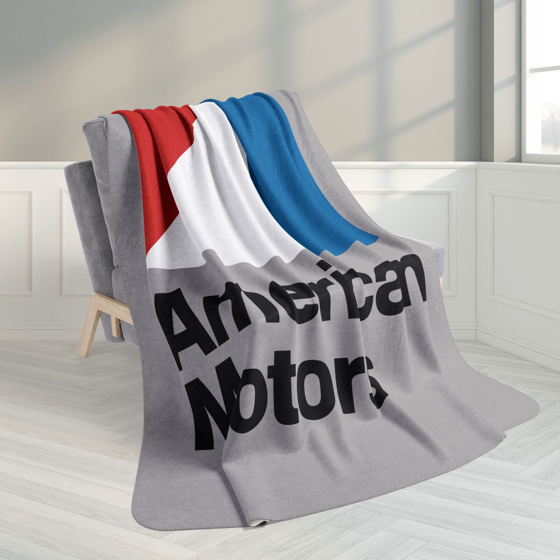 AMC Logo Grey Fleece Sherpa Blanket