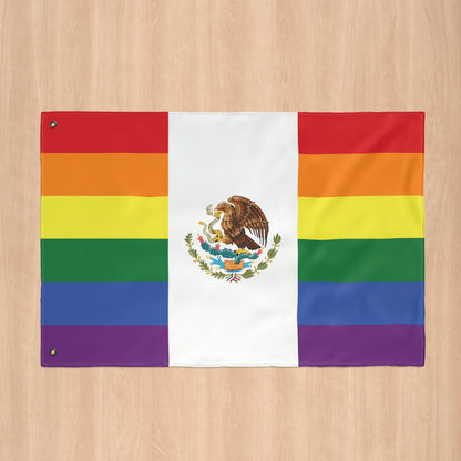 Mexico Rainbow Pride Flag with Grommets