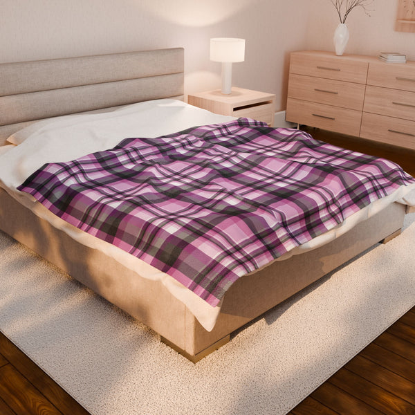 60" × 80" Straight Queer Pride Plaid Velveteen Plush Blanket