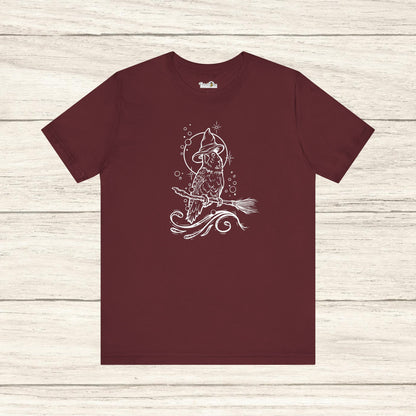 Lovebird Witch on a Broom, Line Art Tee