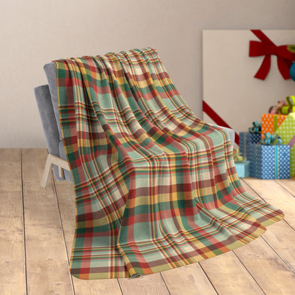 60" × 80" Christmas MCM Gold Plaid Fleece Sherpa Blanket