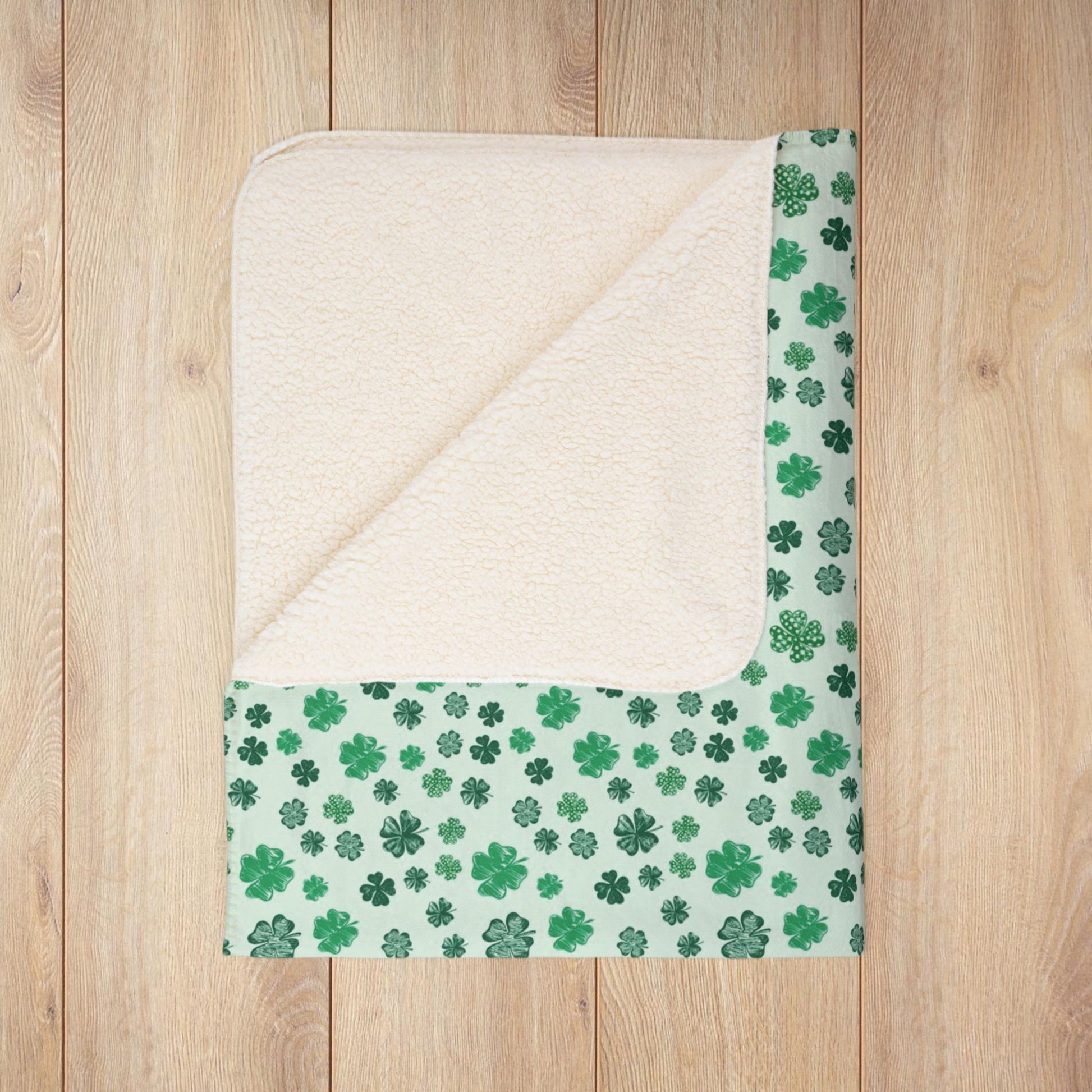 St. Patrick's Day Mint Shamrocks Fleece Sherpa Blanket