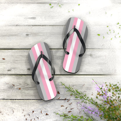 S Black sole Demigirl Pride Flip Flops