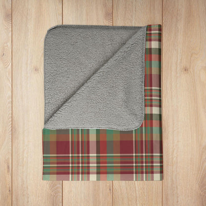 Christmas Rustic Plaid Fleece Sherpa Blanket