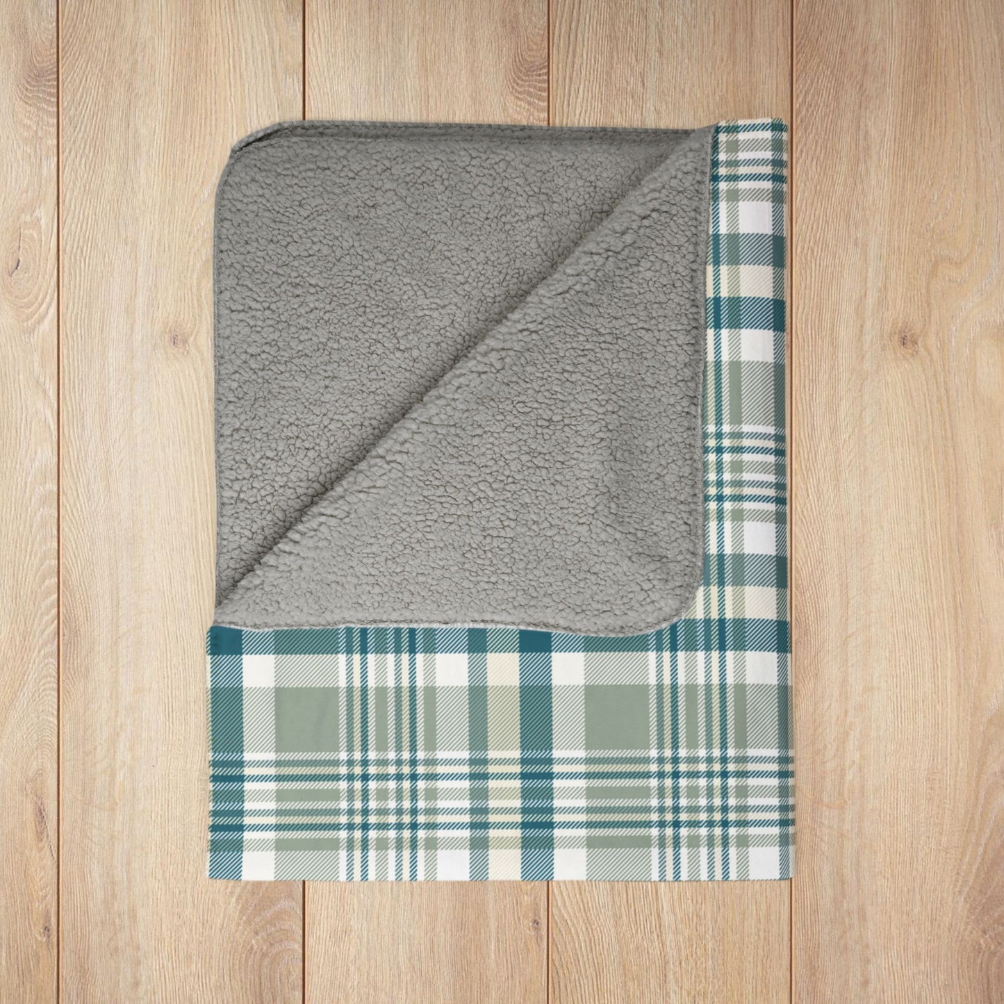 Winter Green Plaid Fleece Sherpa Blanket
