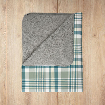 Winter Green Plaid Fleece Sherpa Blanket