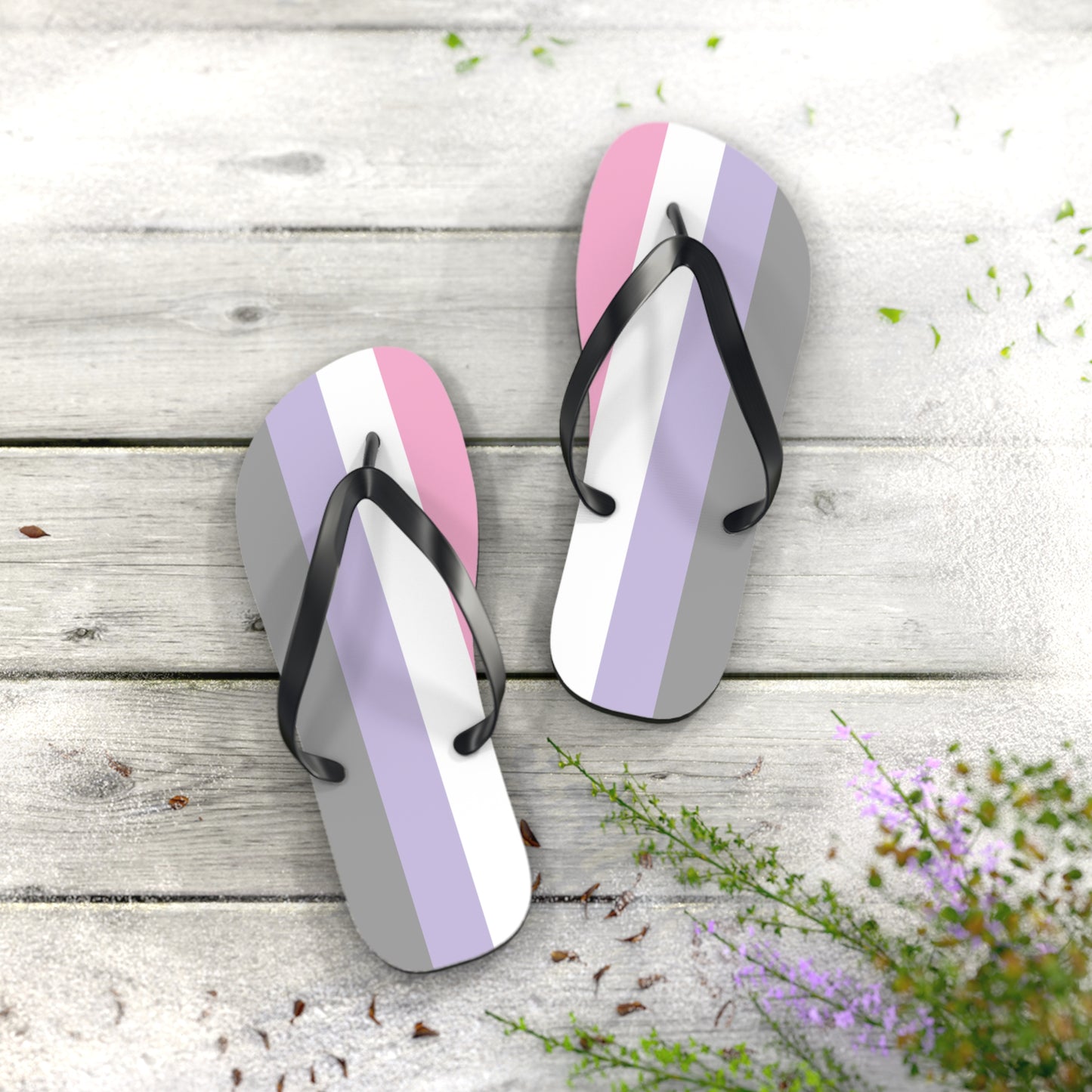 L Black sole Cupiosexual Pride Flip Flops
