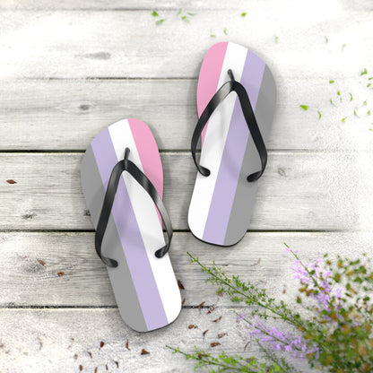 L Black sole Cupiosexual Pride Flip Flops