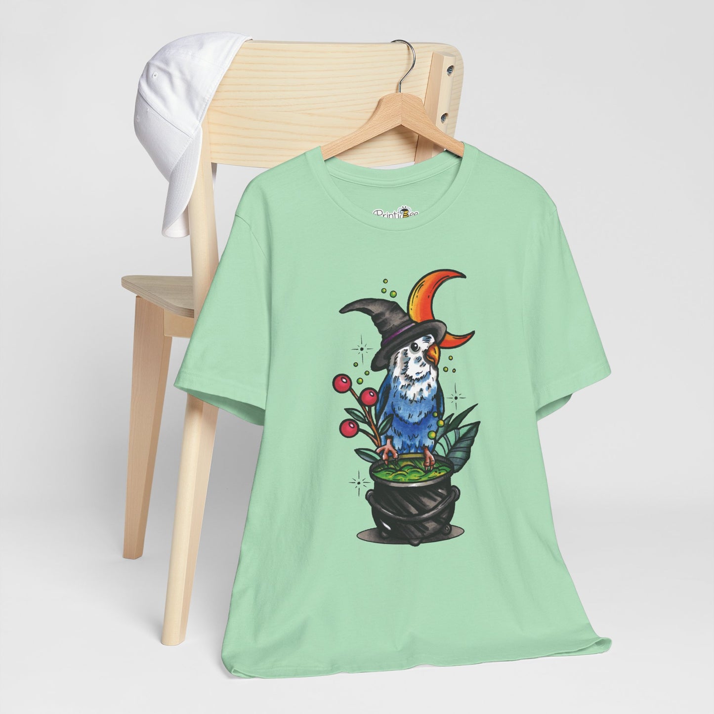 Lovebird Witch, Hand-Drawn & Hand-Colored Tee