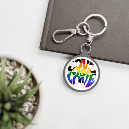 One size Grey Ally Pride Love is Love Keychain
