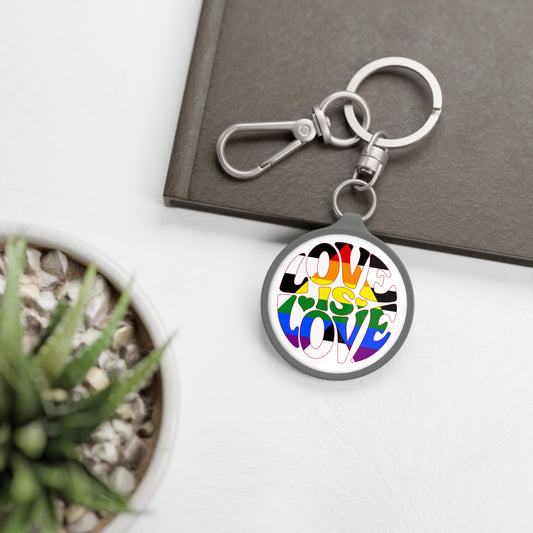 One size Grey Ally Pride Love is Love Keychain