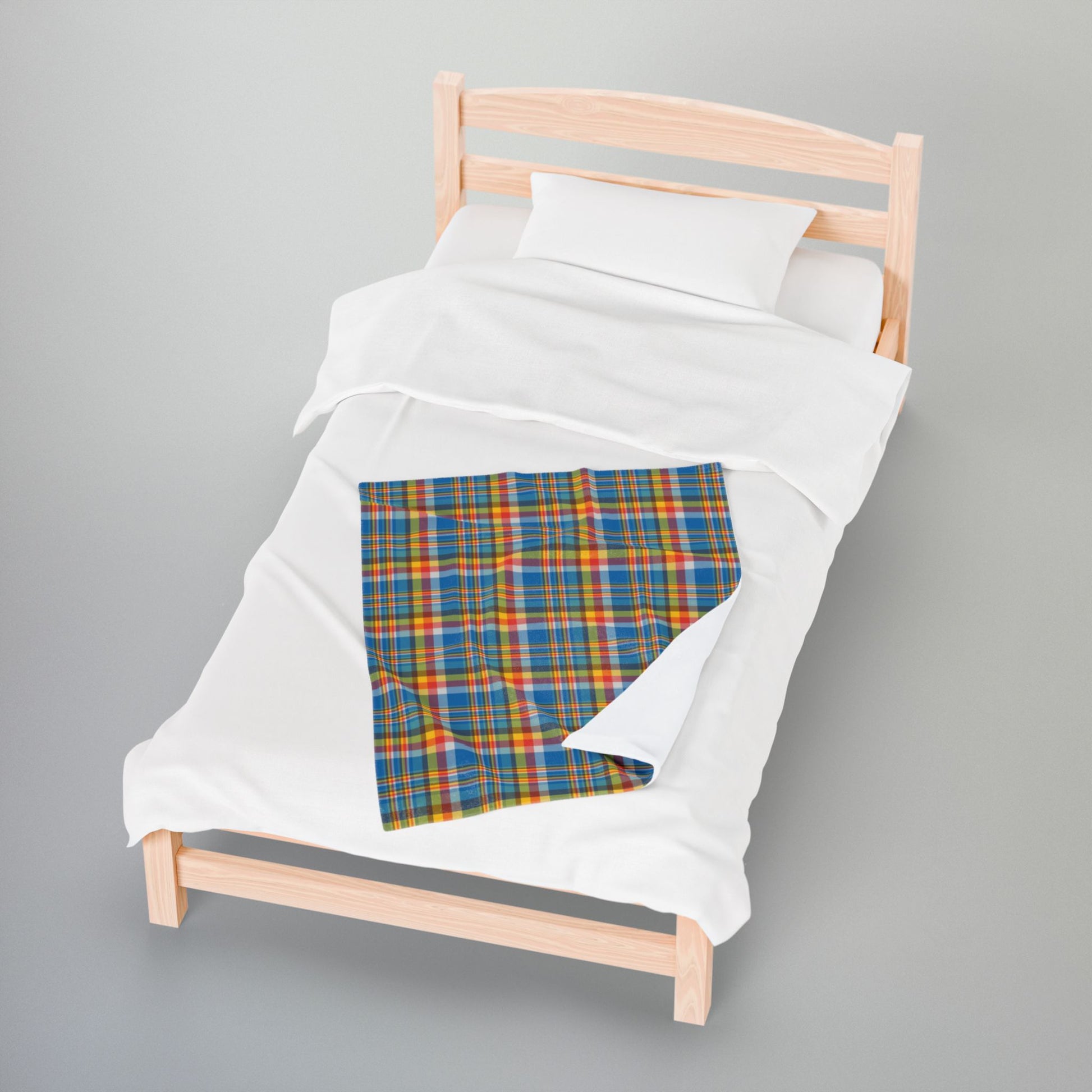 Brown, Red & Blue Ohio Plaid Velveteen Plush Blanket