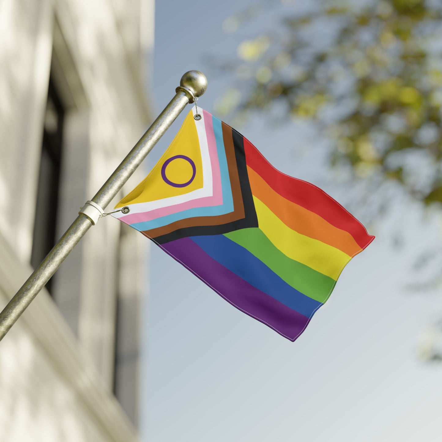 12'' × 18'' Intersex-Inclusive Rainbow Progress Pride Flag with Grommets