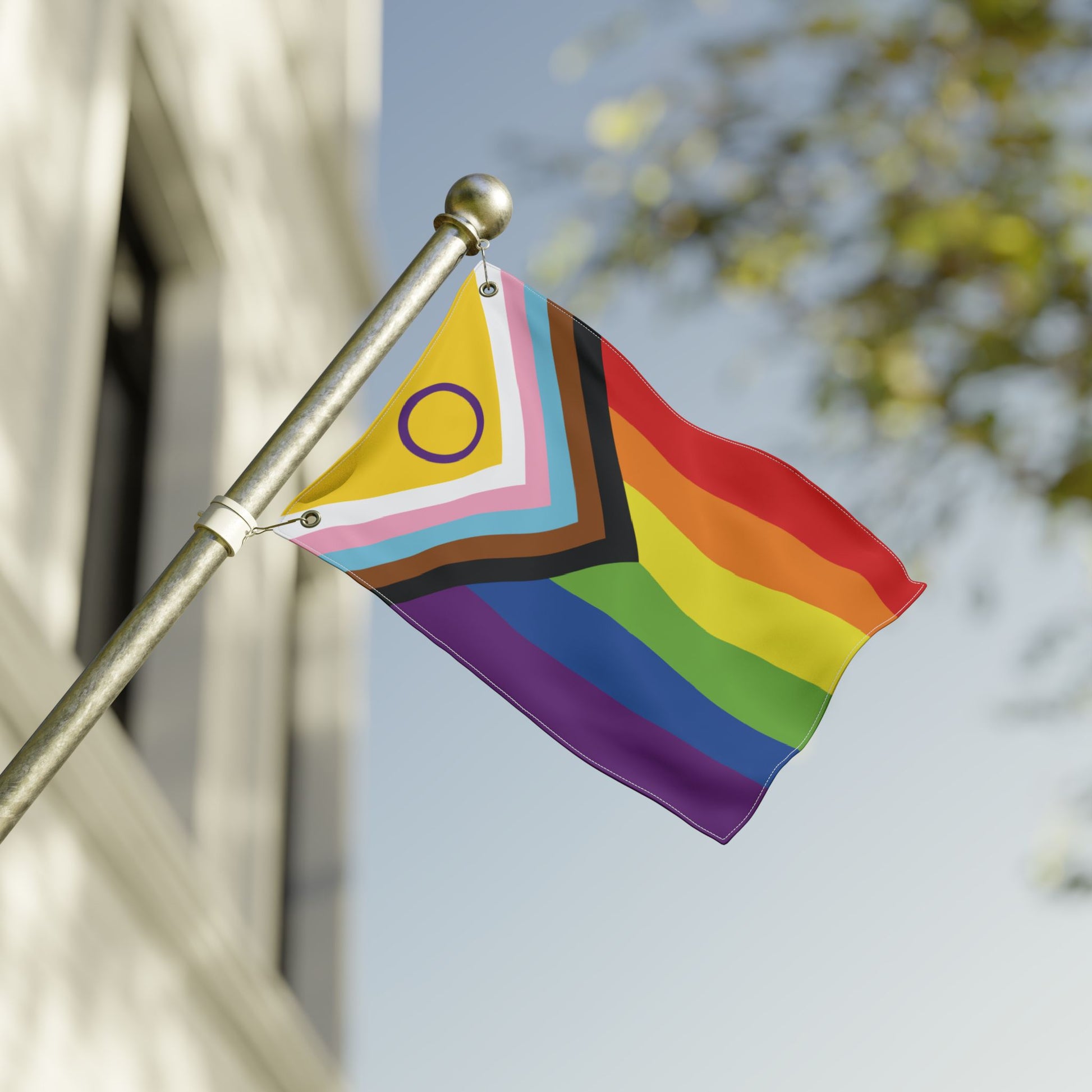 12'' × 18'' Intersex-Inclusive Rainbow Progress Pride Flag with Grommets