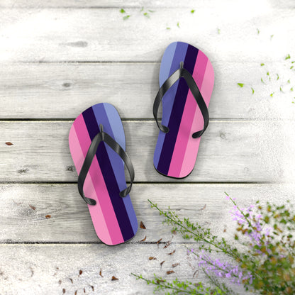 S Black sole Omnisexual Pride Flip Flops