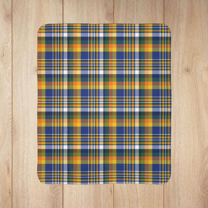 Christmas Blue, Green & Yellow Los Angeles CA Plaid Fleece Sherpa Blanket