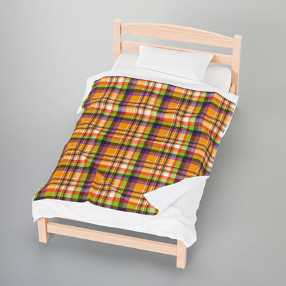Halloween Colors Plaid Velveteen Plush Blanket