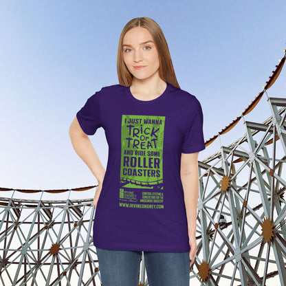 I Just Wanna Trick-or-Treat & Roller Coasters Tee (FRONT graphic) • Irvine Ondrey Engineering