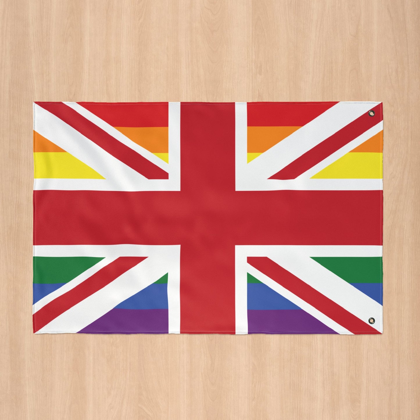 UK LGBTQIA+ Rainbow Pride Flag with Grommets