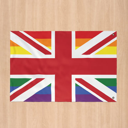 UK LGBTQIA+ Rainbow Pride Flag with Grommets
