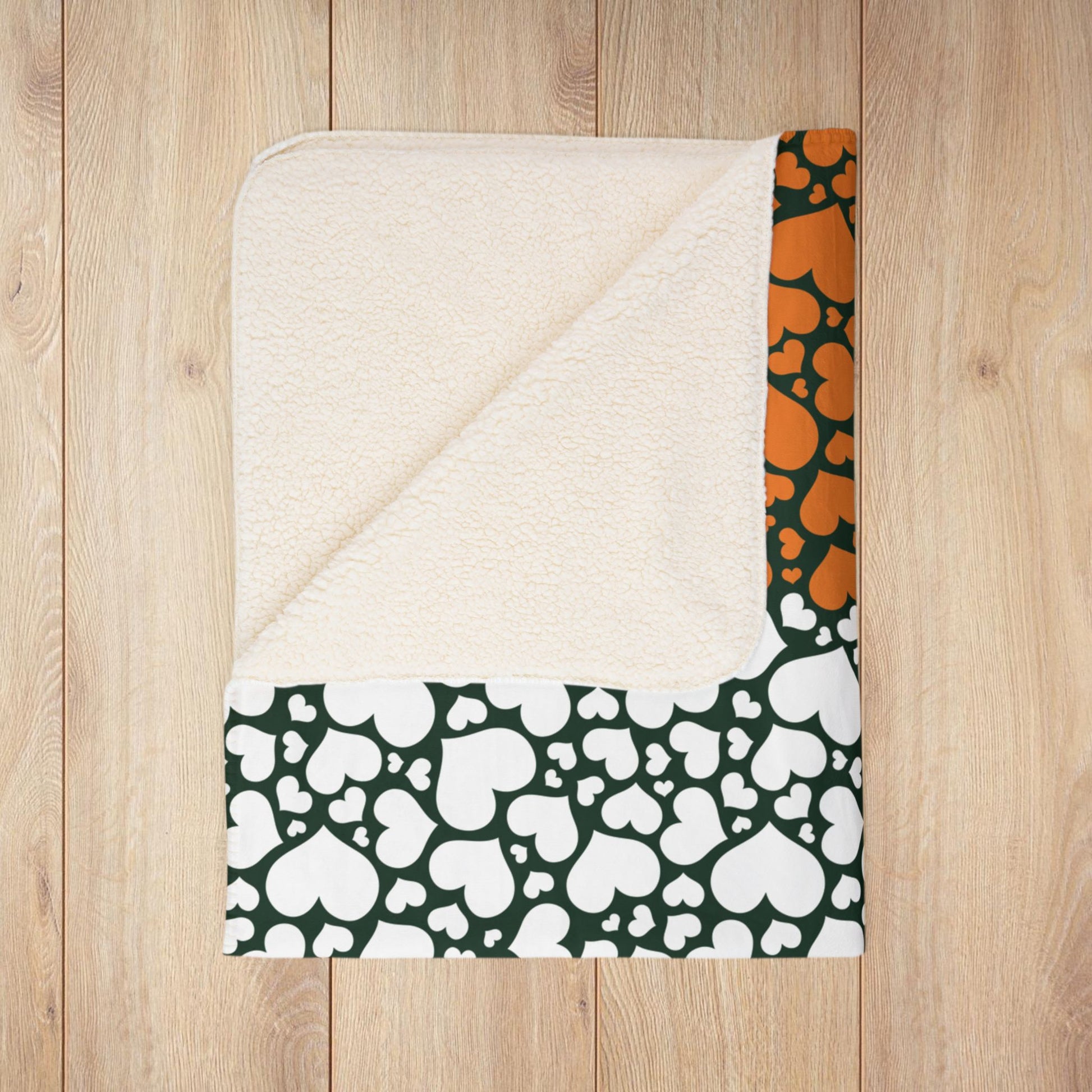 Ivory Coast Flag Hearts Fleece Sherpa Blanket