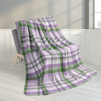 60" × 80" Grey Genderqueer Pride Plaid Fleece Sherpa Blanket