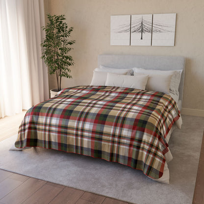 Christmas Black & Gold New Orleans LA Plaid Fleece Sherpa Blanket