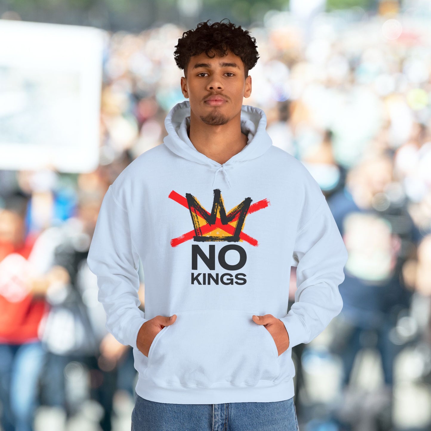 Light Blue No Kings Protest Hoodie