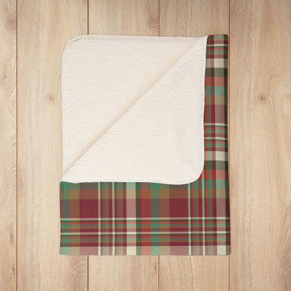 Christmas Rustic Plaid Fleece Sherpa Blanket