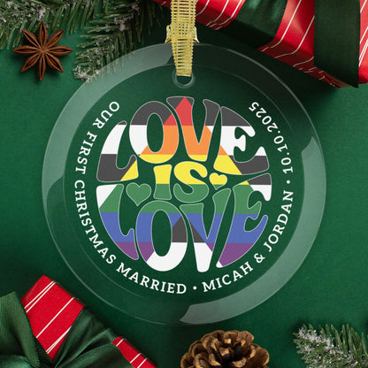 Round One Size Custom Glass Love is Love Ally 3.5" Circle Ornaments