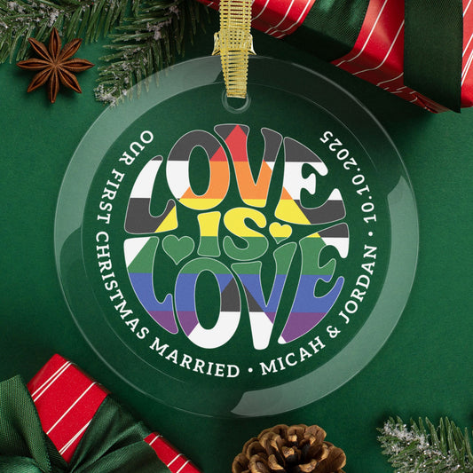 Round One Size Custom Glass Love is Love Ally 3.5" Circle Ornaments