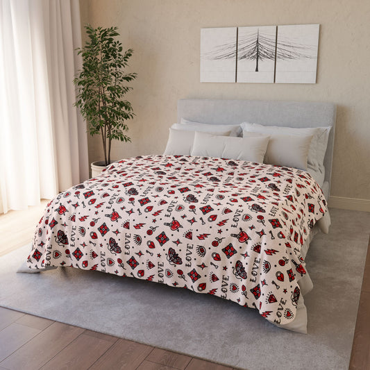Tattoo Love Valentine’s Day Peach Fleece Sherpa Blanket