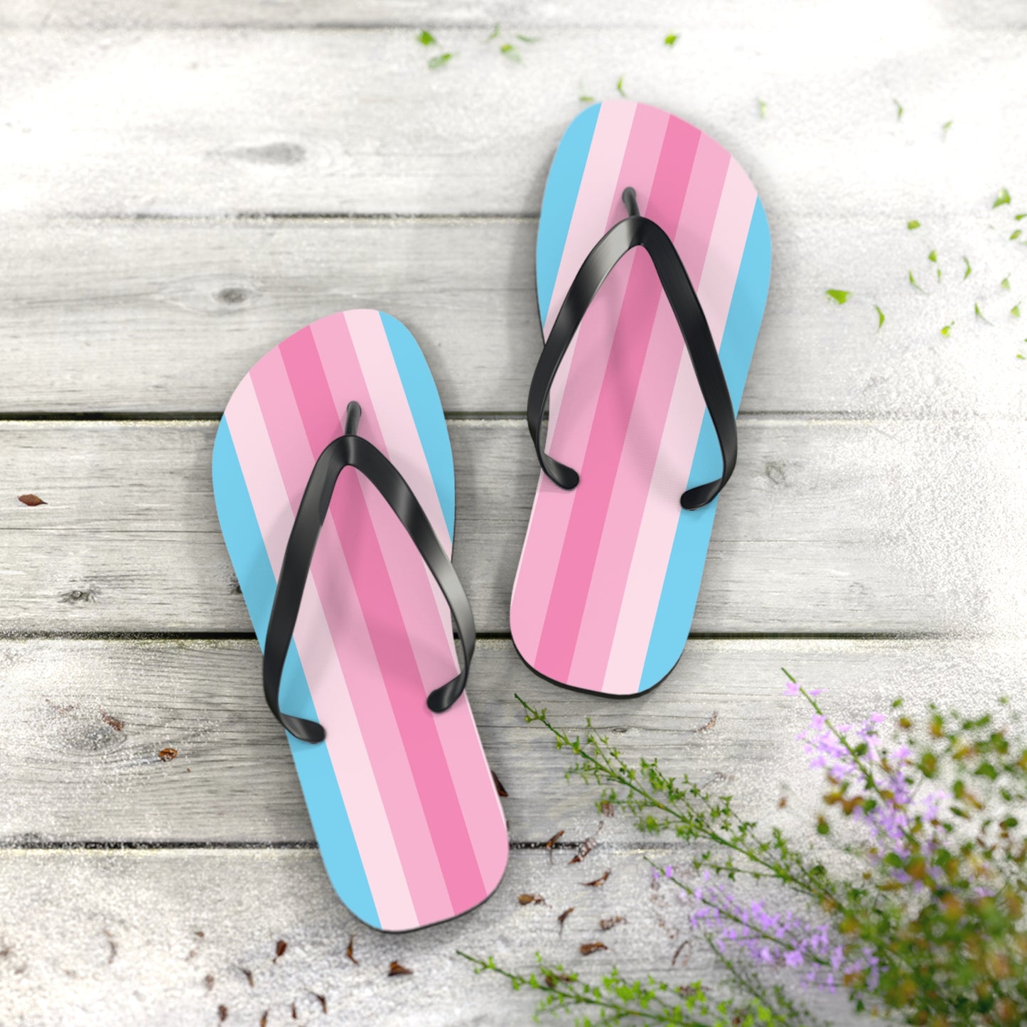 XL Black sole Transfeminine Pride Flip Flops