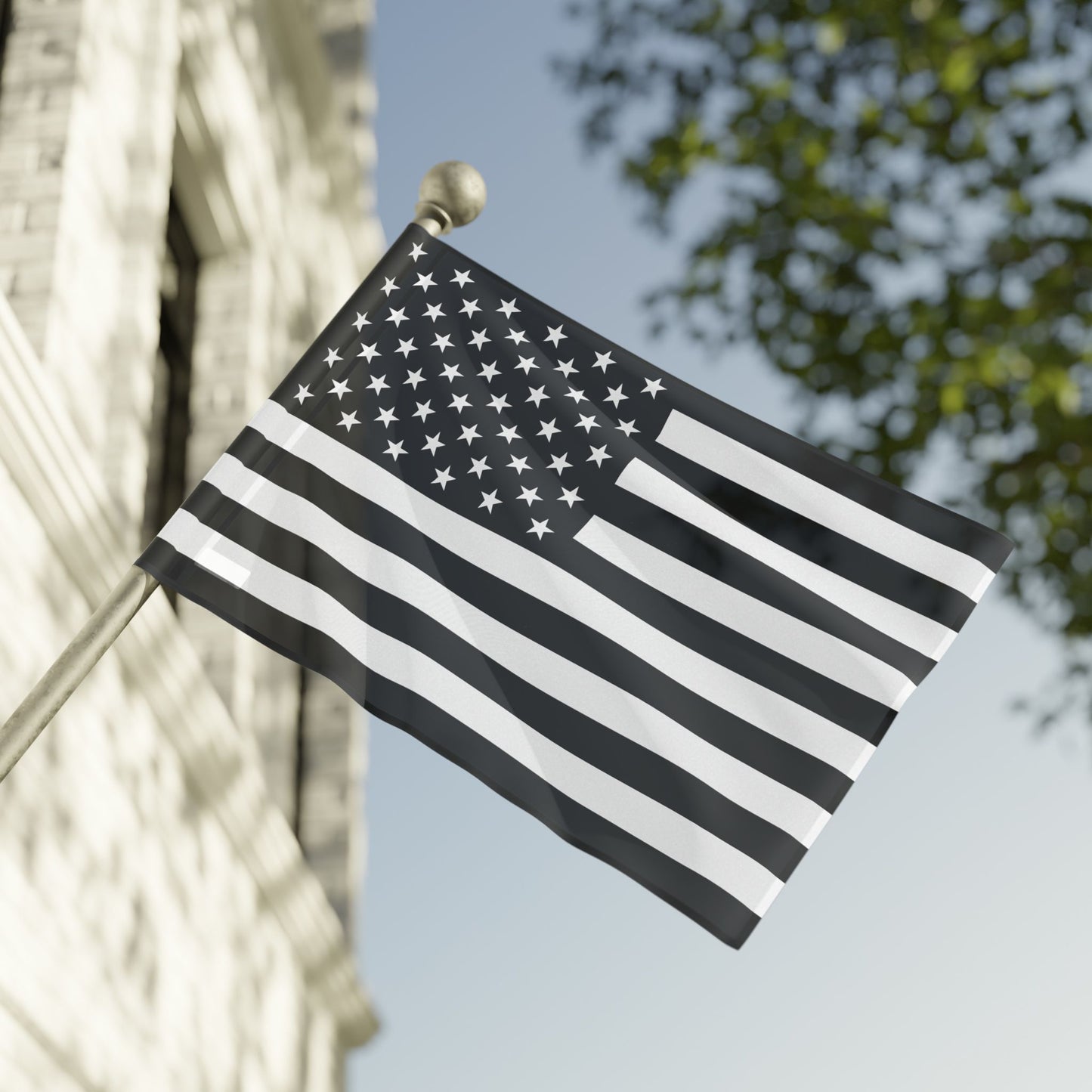 Black & White U.S.A. Flag