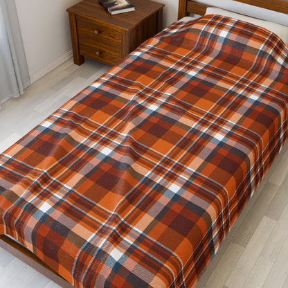 Autumn Blue Plaid Velveteen Plush Blanket