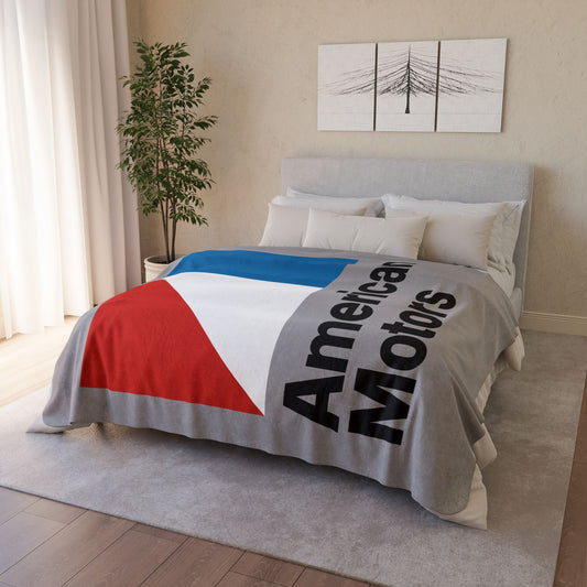 AMC Logo Grey Fleece Sherpa Blanket