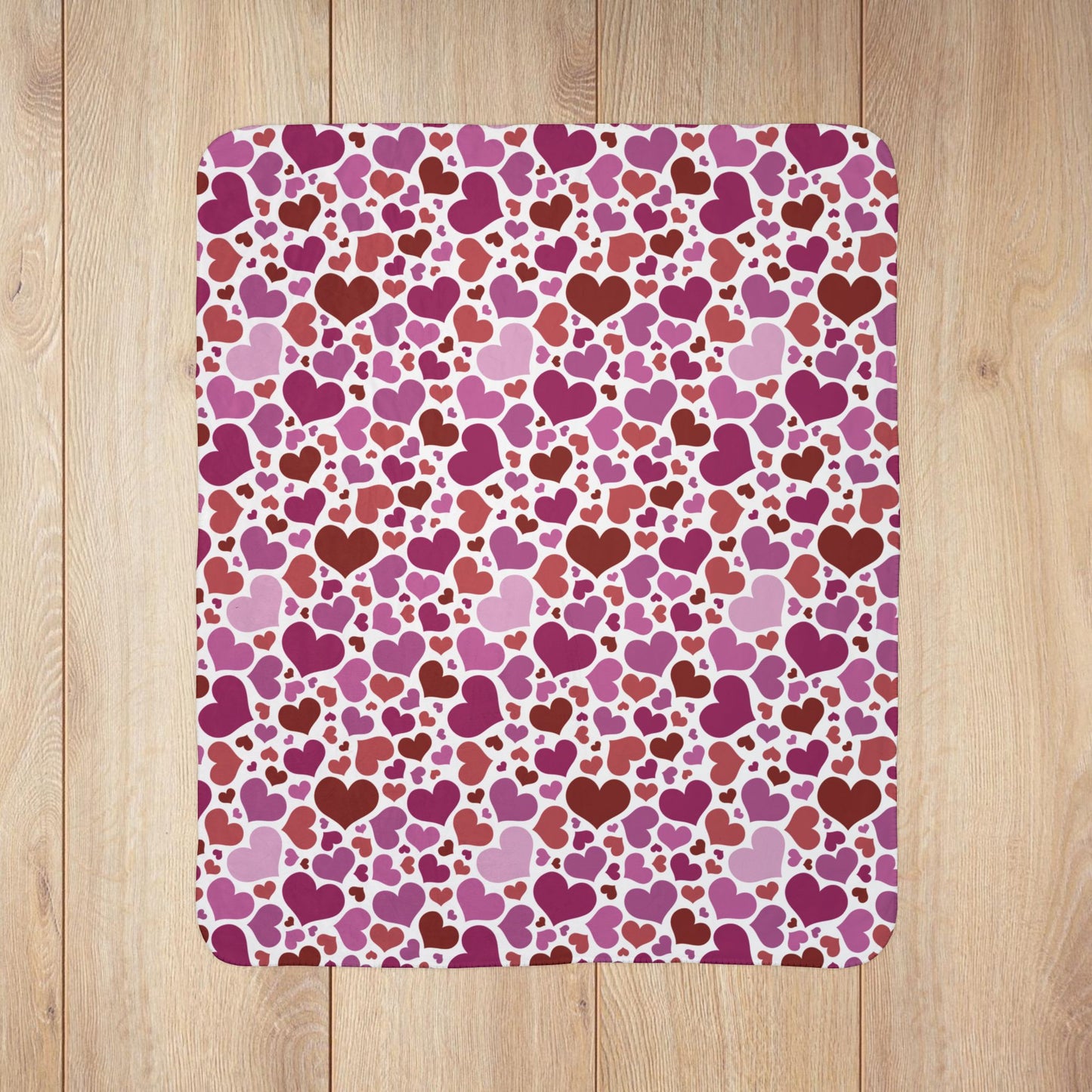 Lesbian Pink Pride Valentine’s Day Hearts White Fleece Sherpa Blanket