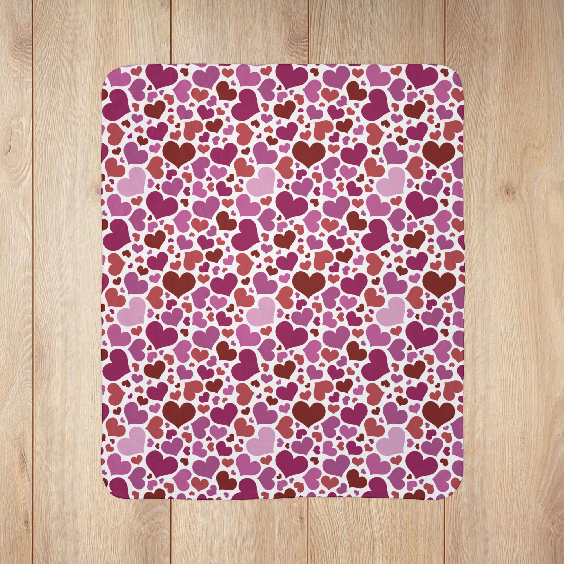 Lesbian Pink Pride Valentine’s Day Hearts White Fleece Sherpa Blanket