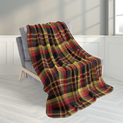 50" × 60" Black, Red & Yellow Gurnee IL Plaid Fleece Sherpa Blanket