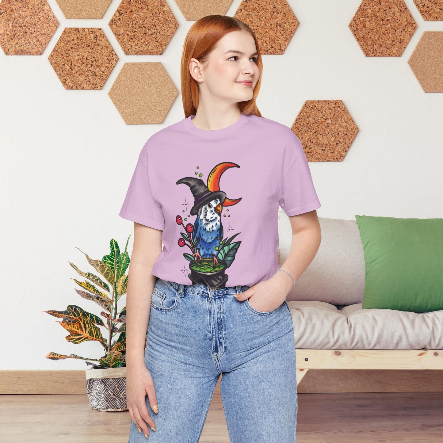 Lovebird Witch, Hand-Drawn & Hand-Colored Tee