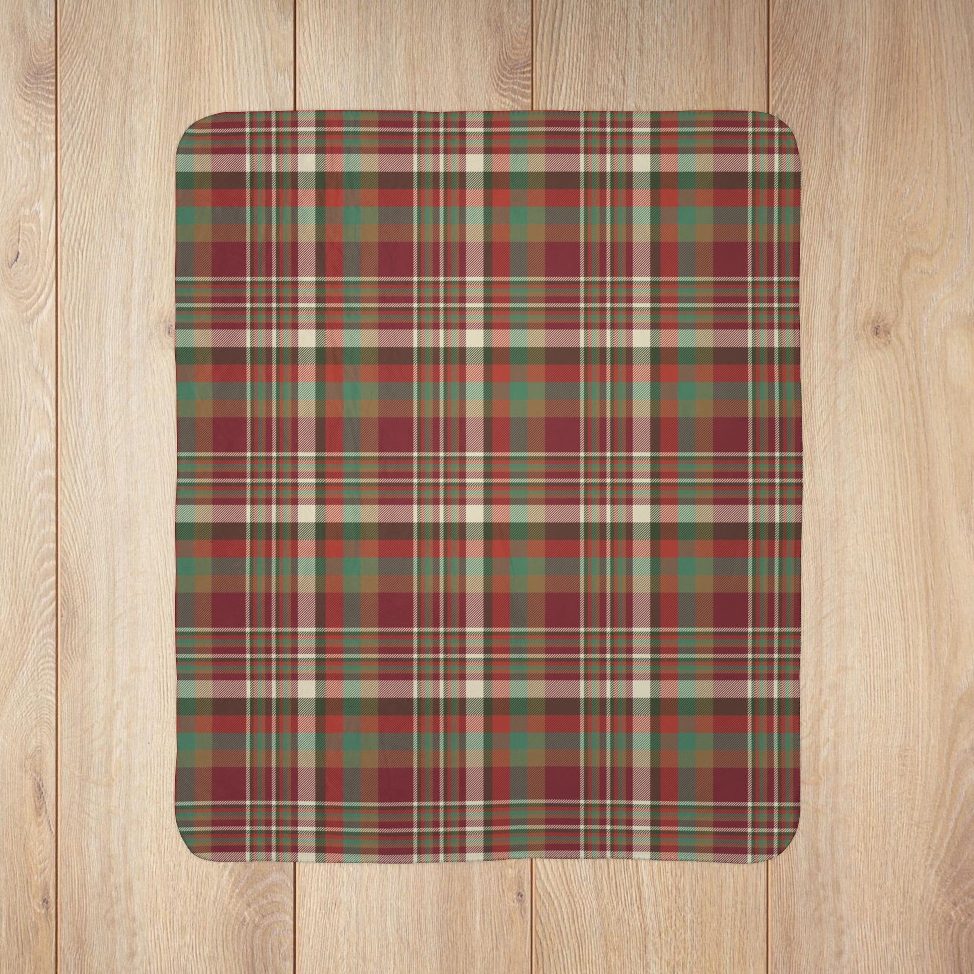 Christmas Rustic Plaid Fleece Sherpa Blanket